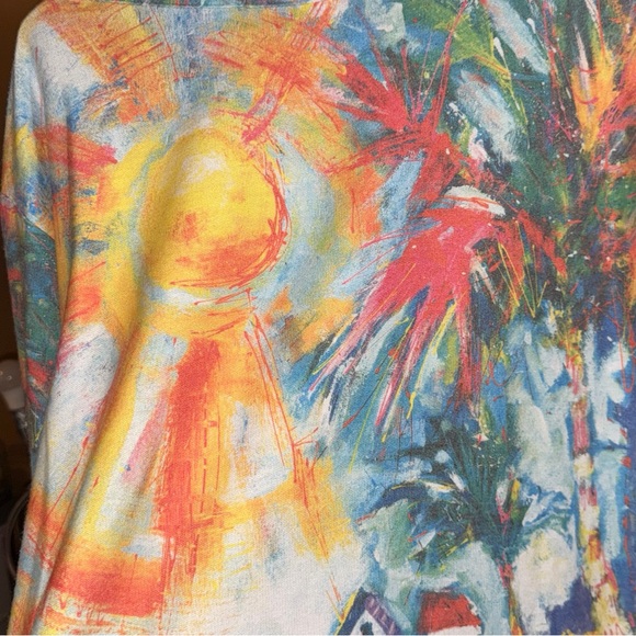 Leoma Lovegrove Tropical Painterly Print Tunic Top in Multicolor Size 3X - Picture 11 of 12